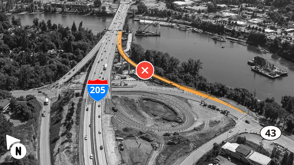 West Linn I-205 Northbound On-Ramp Detour Starts Friday, July 21